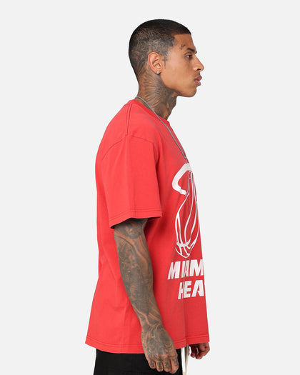 Mitchell & Ness Miami Heat XL Logo One Colour T-Shirt Faded Red