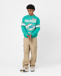 Majestic Athletic Miami Dolphins Stripe Crest Crewneck Faded Teal