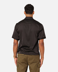 XXIII Jet Satin Button Up Shirt Black