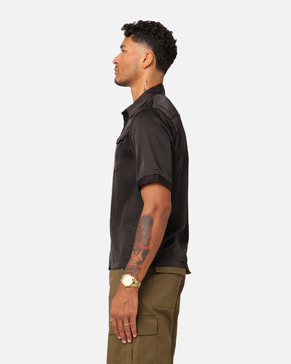 XXIII Jet Satin Button Up Shirt Black