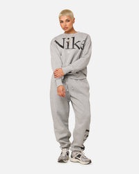 Nike Women's Sportswear Phoenix Fleece Oversized Logo Crewneck Dark Grey Heather
