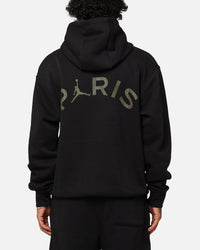 Jordan X Paris Saint-Germain Fleece Pullover Hoodie Black/Cargo Khaki