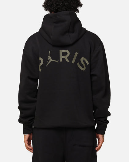 Jordan X Paris Saint-Germain Fleece Pullover Hoodie Black/Cargo Khaki