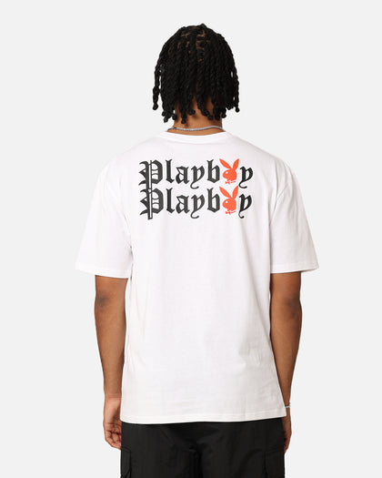 Playboy Bunny O Gothic Stack T-Shirt White