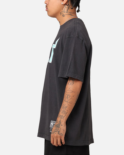 Mitchell & Ness Miami Heat Ice Blue Logo T-Shirt Faded Black