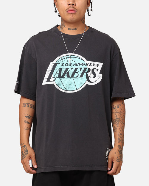 Mitchell & Ness Los Angeles Lakers Ice Blue Logo T-Shirt Faded Black