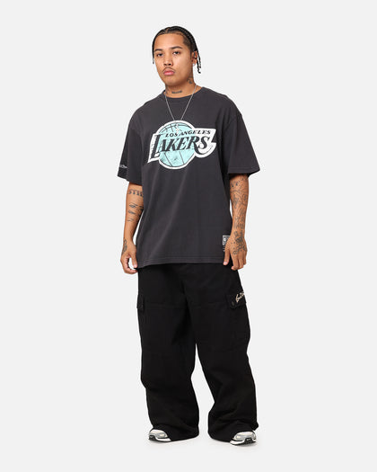 Mitchell & Ness Los Angeles Lakers Ice Blue Logo T-Shirt Faded Black