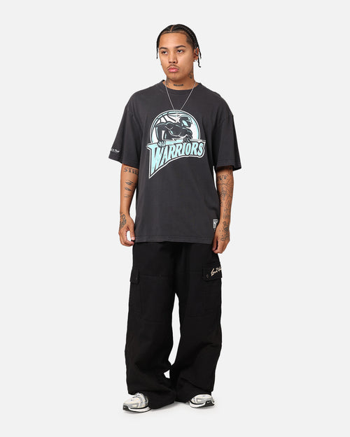 Mitchell & Ness Golden State Warriors Ice Blue Logo T-Shirt Faded Black