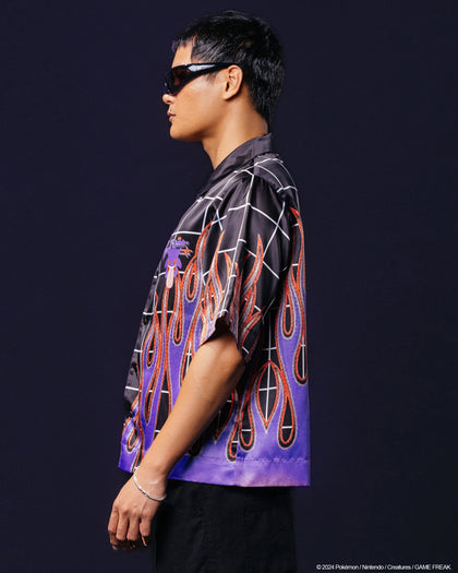Pokémon By Loiter Gengar Split Button Up Shirt Black/Purple
