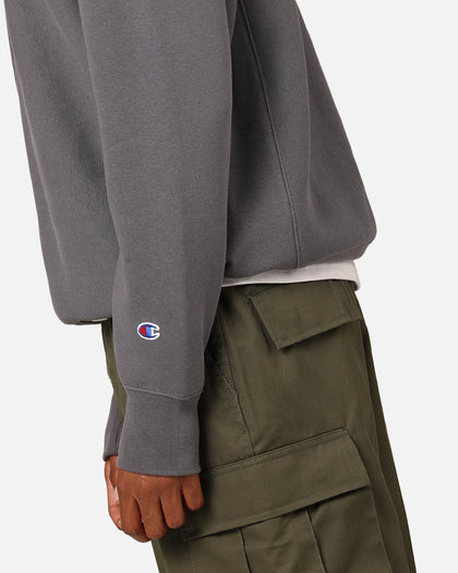 Champion Reverse Weave Small C Crewneck Grey Ocean