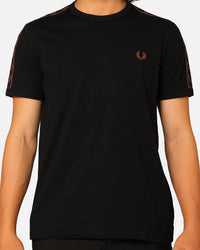 Fred Perry Contrast Tape Ringer T-Shirt Black/Whisky Brown