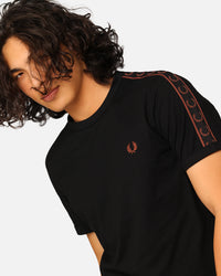 Fred Perry Contrast Tape Ringer T-Shirt Black/Whisky Brown