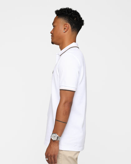 Fred Perry Twin Tipped Polo Shirt White/Silky Peach/Uniform Green