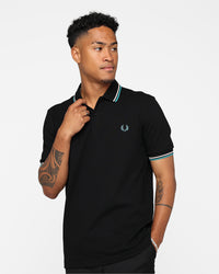 Fred Perry Twin Tipped Polo Shirt Black/Silky Peach/Deep Mint