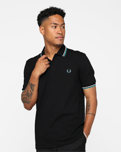 Fred Perry Twin Tipped Polo Shirt Black/Silky Peach/Deep Mint