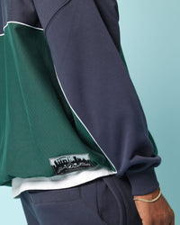 Carré Paris Dice Club Oversized Panel Crewneck Forest Green/Midnight