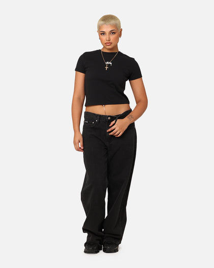 Stüssy Women's Fuzzy Dice Slim T-Shirt Black