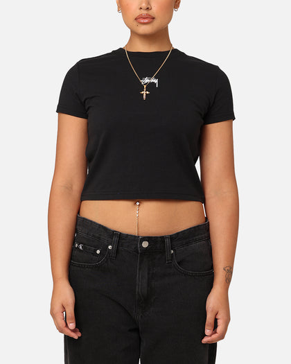 Stüssy Women's Fuzzy Dice Slim T-Shirt Black