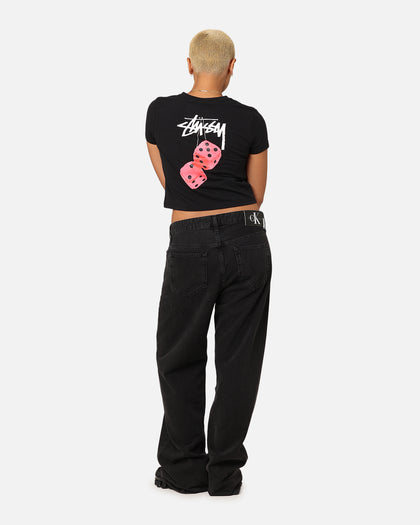 Stüssy Women's Fuzzy Dice Slim T-Shirt Black