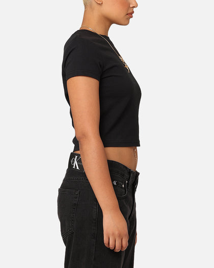 Stüssy Women's Fuzzy Dice Slim T-Shirt Black