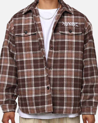 X-Large Quilted Flannel Shirt Brown