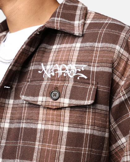 X-Large Quilted Flannel Shirt Brown