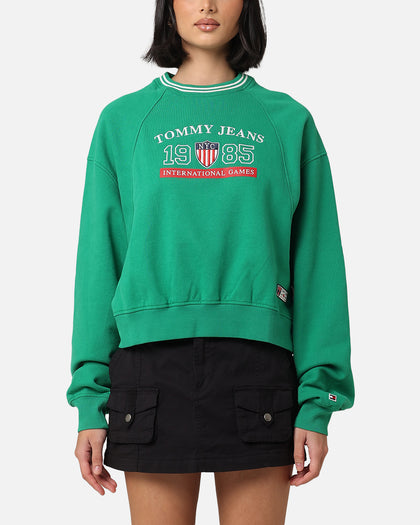 Tommy Jeans Women's TJW Archive Games Crewneck Green Malachite