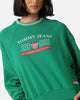 Tommy Jeans Women's TJW Archive Games Crewneck Green Malachite