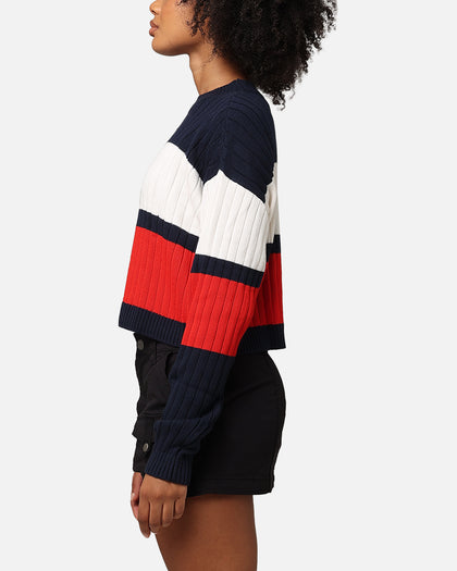 Tommy Jeans Women's TJW Colourblock Badge Sweater Ancient White/Multi