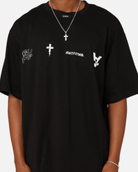 The Anti Order Stacked Logo Baggy T-Shirt Black
