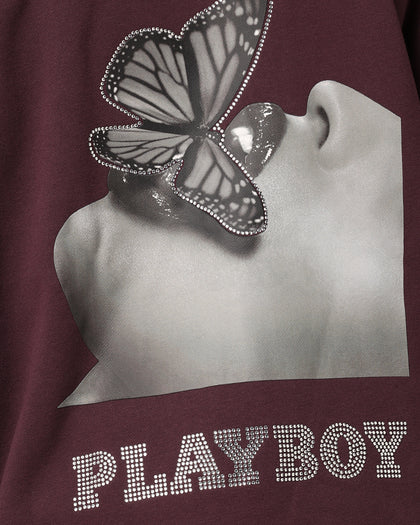 Playboy Diamanté Hoodie Plum