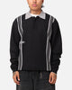 Students Golf Sutton Long Sleeve Knitted Polo Sweater Shirt Black