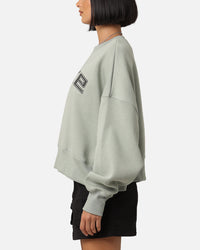 Nike Women's Sportswear Pheonix Fleece Oversized Logo Crewneck Jade Horizon/Light Orewood Brown