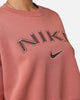 Nike Women's Sportswear Pheonix Fleece Oversized Logo Crewneck Canyon Pink/Light Orewood Brown
