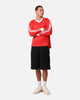 Adidas Pique Long Sleeve Football Polo Shirt Better Scarlet