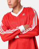 Adidas Pique Long Sleeve Football Polo Shirt Better Scarlet