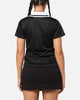 X-Girl Women's Solid Football Short Sleeve Polo Shirt Black/White