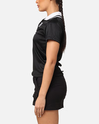 X-Girl Women's Solid Football Short Sleeve Polo Shirt Black/White