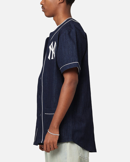 Majestic Athletic New York Yankees Denim Button Up Shirt Washed Navy Denim