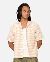 XXIII Jacquard Weave Button Up Shirt Cream/White