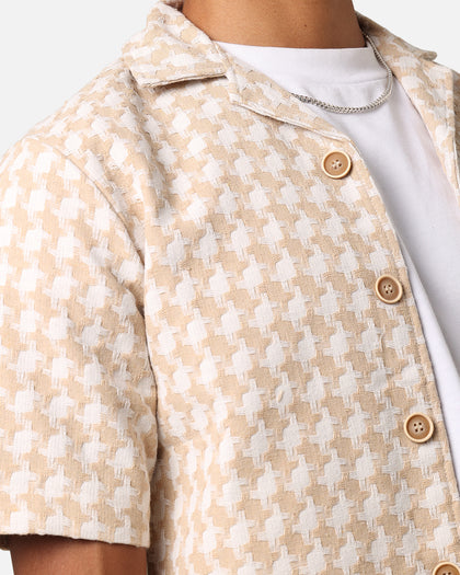 XXIII Jacquard Weave Button Up Shirt Cream/White