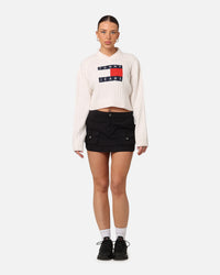 Tommy Jeans Women's TJW V-Neck Center Flag Sweater Ancient White