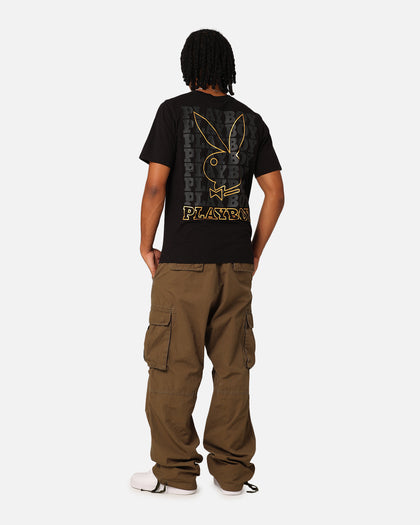 Playboy Linear Classic Bunny Stack T-Shirt Washed Black