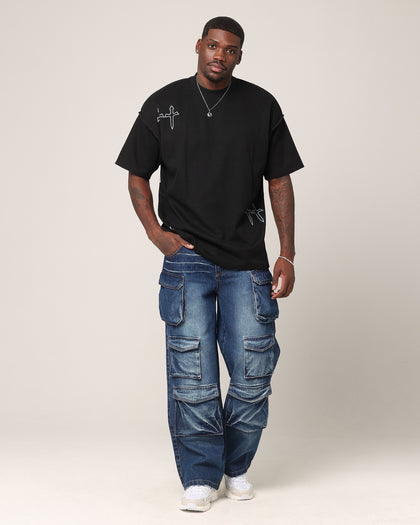 Saint Morta Shadow Waffle T-Shirt Black