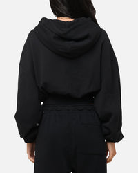 Nike Women's Sportswear Oversized Cropped Fleece Pullover Hoodie Black/Sail