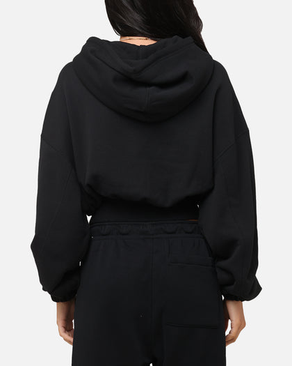 Nike Women's Sportswear Oversized Cropped Fleece Pullover Hoodie Black/Sail