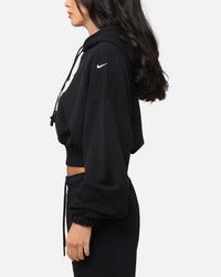 Nike Women's Sportswear Oversized Cropped Fleece Pullover Hoodie Black/Sail