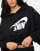 Nike Women's Sportswear Oversized Cropped Fleece Pullover Hoodie Black/Sail