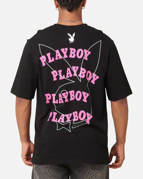Playboy Wavy Stacked T-Shirt Black