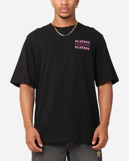 Playboy Wavy Stacked T-Shirt Black